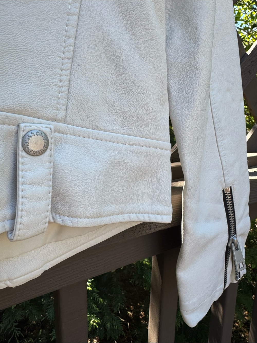 Levi's White Leather Moto Jacket - Picture 4 of 5